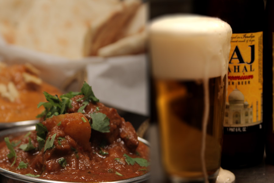 Indian curry and wine